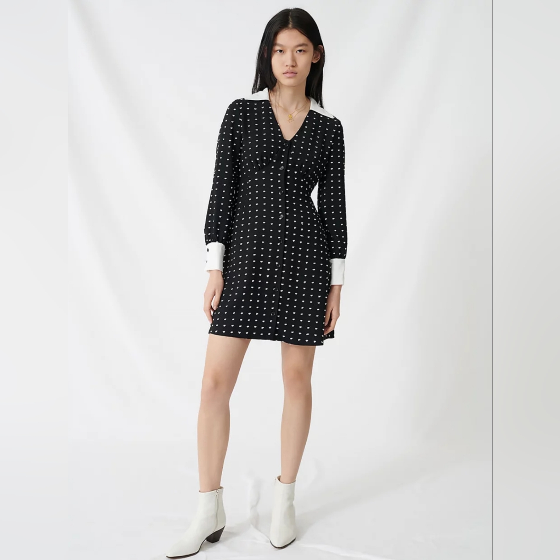 Maje Randi Dotted Shirt Dress Nwot